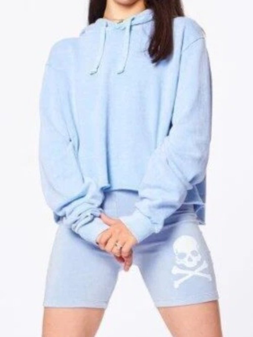soulcycle Women's Cropped Light Blue Hoodie
